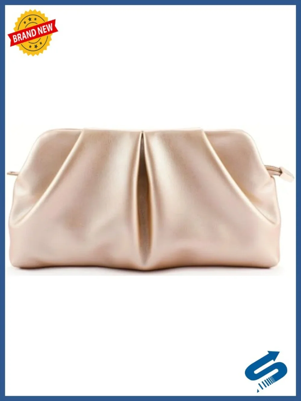 Women Clutch Bag Dressy Formal Handbag Pleated PU Clutch Purse Detachable Chain